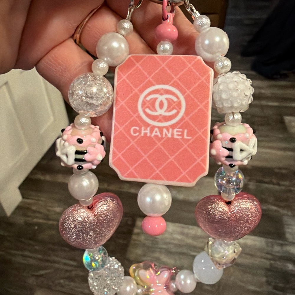Pink Hearts Bag Charm Keychain